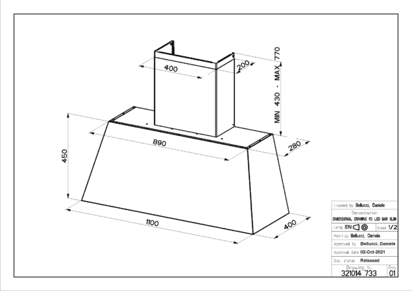 Faber Chloe XL 110cm Matt Grey Wall Cooker Hood - Image 3