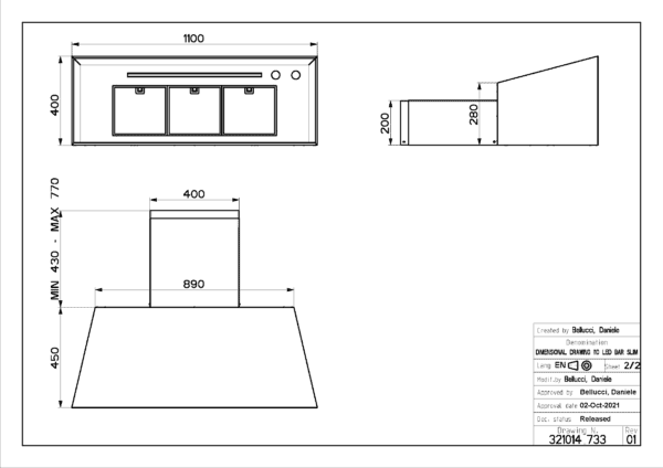 Faber Chloe XL 110cm Matt Grey Wall Cooker Hood - Image 4