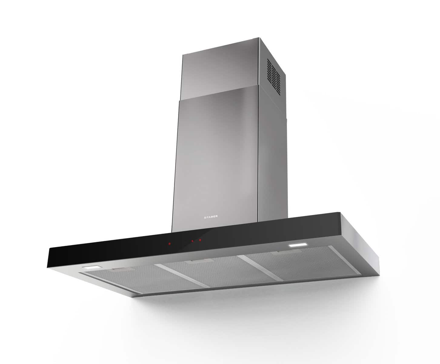 Faber Stilo Glass Smart 90cm Stainless Steel/Black Glass Wall Cooker Hood